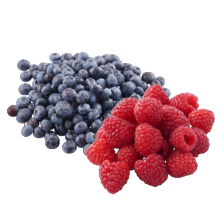 Blauwe bessen schaal à 300 gram
of frambozen schaal à 225 gram